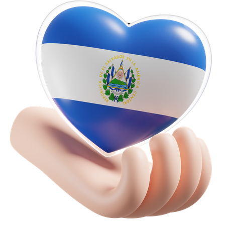 El Salvador Flagge Herz Handpflege  3D Icon