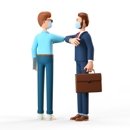 Elbow bump tap by business partners  3D Icon