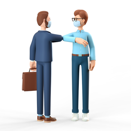 Elbow greeting by business partners  3D Icon