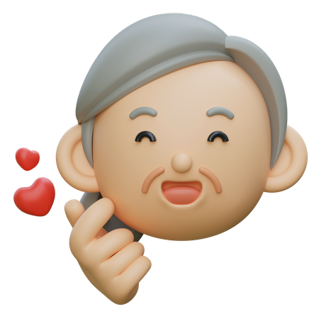 Elder Character Making A Heart Shape With His Fingers  3D Icon