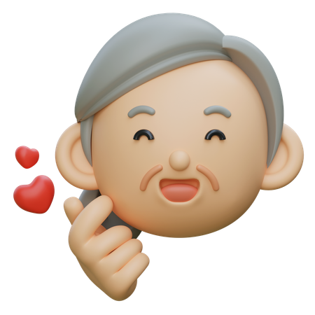 Elder Character Making A Heart Shape With His Fingers  3D Icon
