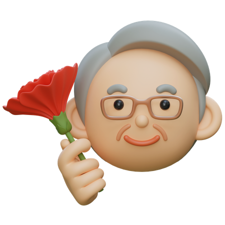片手にカーネーションを持つ長老  3D Icon