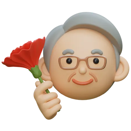 片手にカーネーションを持つ長老  3D Icon
