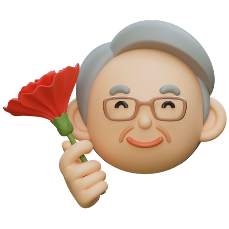 片手にカーネーションを持つ長老  3D Icon