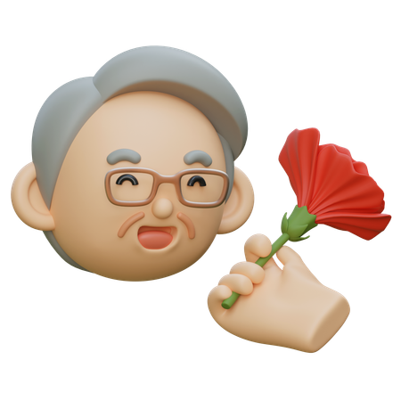 Elder Receiving A Carnation Flower  3D Icon