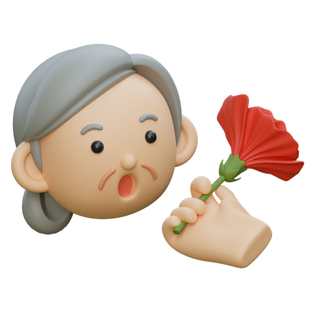 Elder Receiving A Carnation Flower  3D Icon