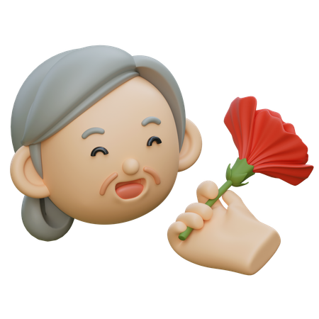 Elder Receiving A Carnation Flower  3D Icon