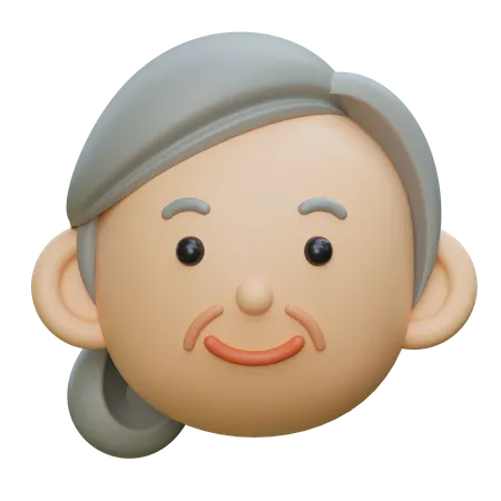 Eldery Old Female Smile Face  3D Icon