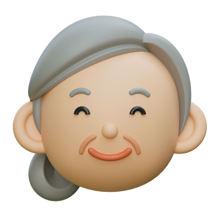 Eldery Old Female Smile Face  3D Icon