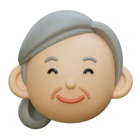 Eldery Old Female Smile Face  3D Icon