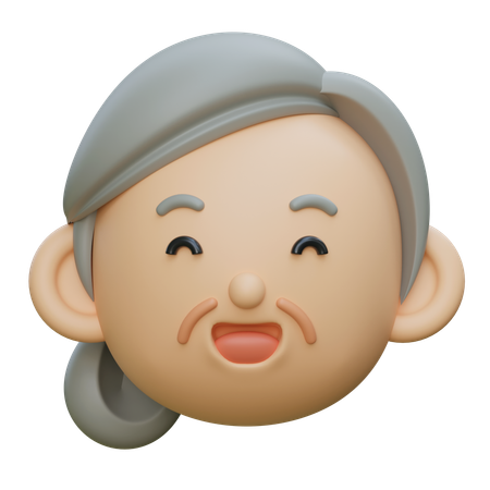 Eldery Old Female Smile Face  3D Icon