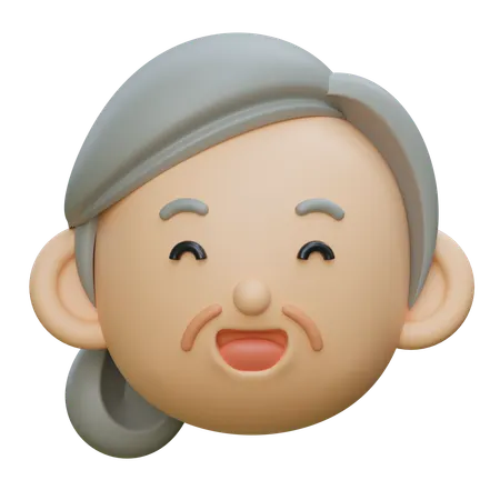 Eldery Old Female Smile Face  3D Icon