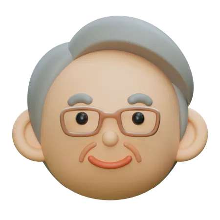 高齢男性の笑顔  3D Icon