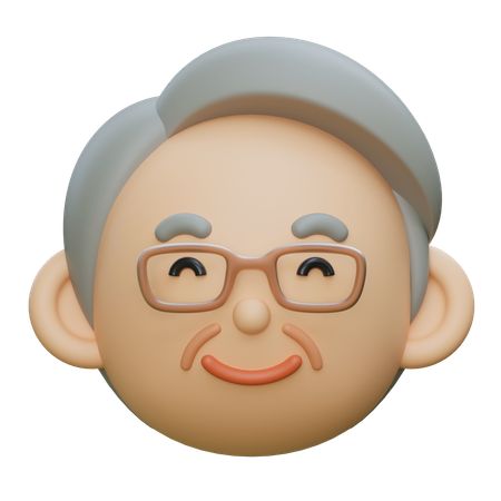 高齢男性の笑顔  3D Icon