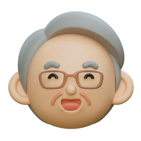 高齢男性の笑顔  3D Icon