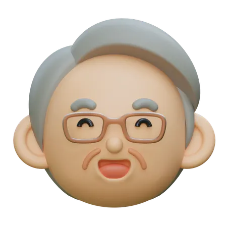 高齢男性の笑顔  3D Icon