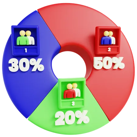 3 D Election Pie Chart With Isolated Background 3D Icon