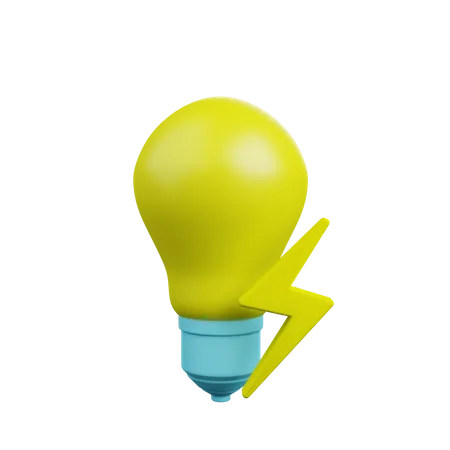 3 D Illustration Of Light Bulb With Electric Icon 3D Illustration