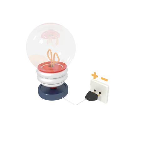 3 D Illustration Of Power Plug And Light Bulb 3D Icon