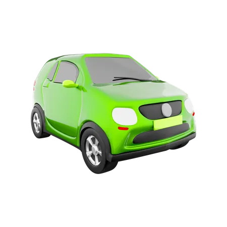 3 D Rendering Concept Of Environmentally Friendly With Eco Car Icon 3 D Render Green Car Green Two Seater With Electric Fuel Icon 3D Icon