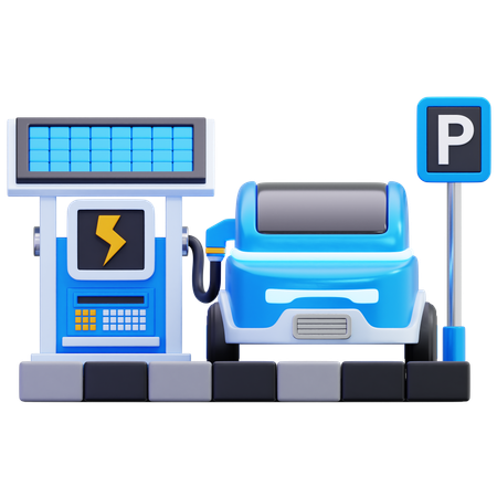 充電ステーションの電気自動車  3D Icon