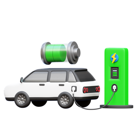 Electric Car Charging  3D Icon