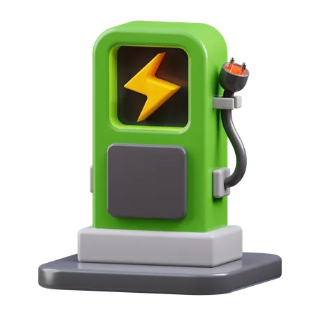3 D Electric Car Charging Station Illustration Suitable For Your Projects Related To Electric Car Green Power Or Renewable Energy 3D Icon