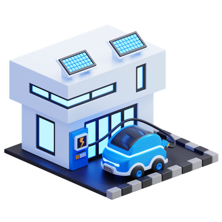 自宅の電気自動車充電ステーション  3D Icon
