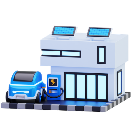 自宅の電気自動車充電ステーション  3D Icon
