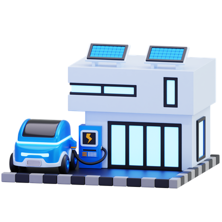 Electric Car Charging Station At Home  3D Icon