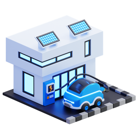 Electric Car Charging Station At Home  3D Icon