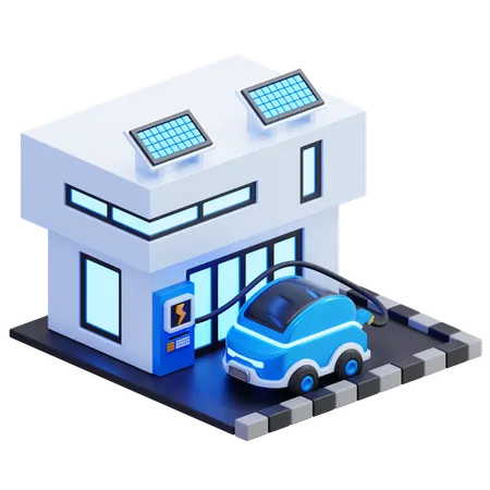 Electric Car Charging Station At Home  3D Icon