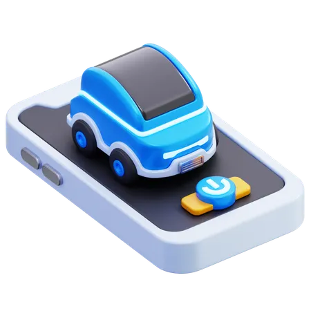 Electric Car Control On Device  3D Icon