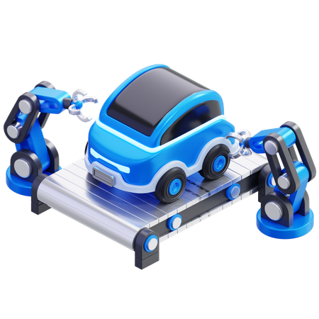 Electric Car Manufacturing  3D Icon