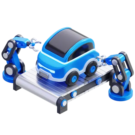 Electric Car Manufacturing  3D Icon