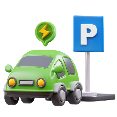 Electric Car Parking  3D Icon