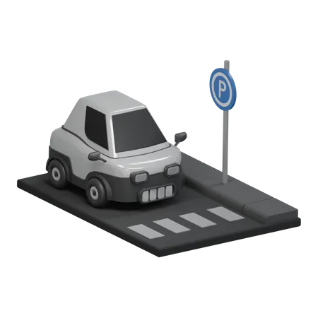 Electric Car Parking  3D Icon