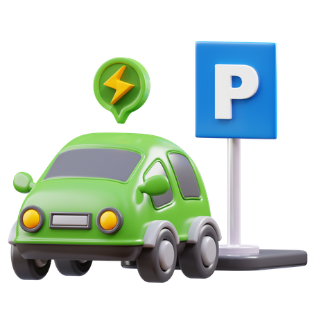 Electric Car Parking  3D Icon
