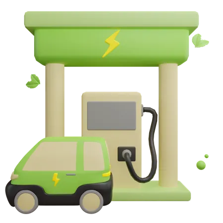 Electric Car Station  3D Icon