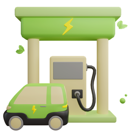 Electric Car Station  3D Icon