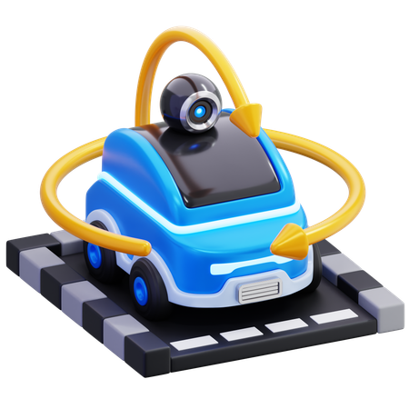 Electric Car With 360 Camera Technology  3D Icon