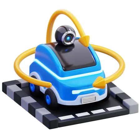 Electric Car With 360 Camera Technology  3D Icon
