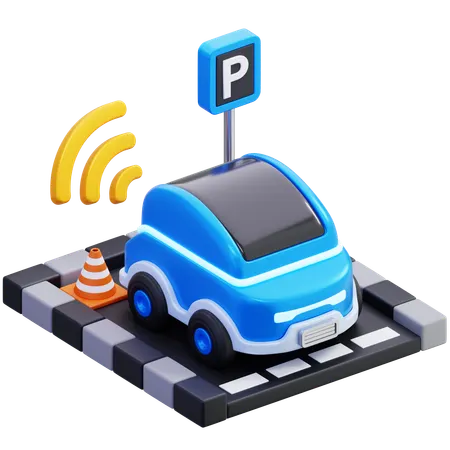 Electric Car With Automated Parking System  3D Icon