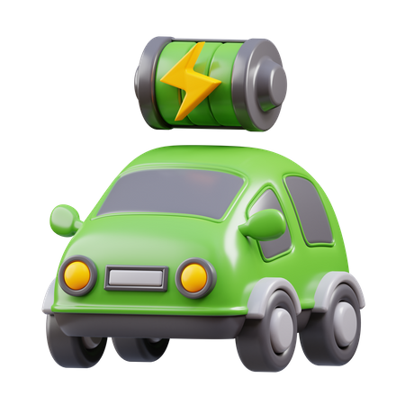 Electric Car With Full Battery  3D Icon
