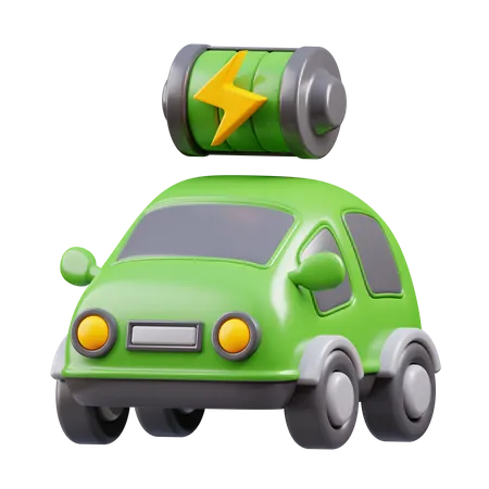 Electric Car With Full Battery  3D Icon