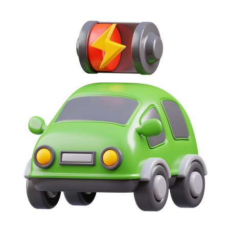 Electric Car With Low Battery  3D Icon