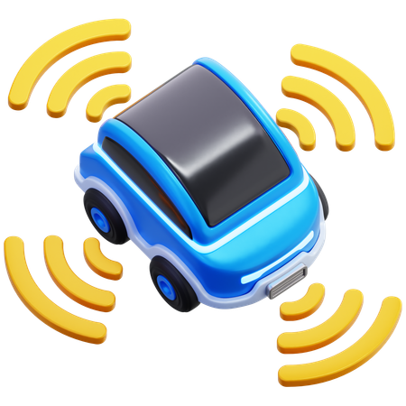 信号センサー付き電気自動車  3D Icon