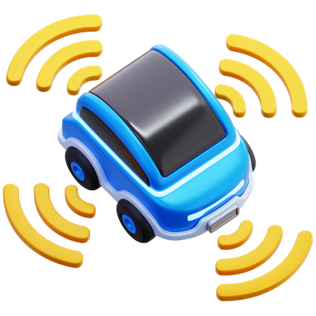 Electric Car With Signal Sensor  3D Icon