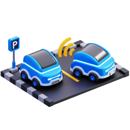 Electric Car With Smart Parking System  3D Icon