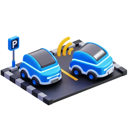 Electric Car With Smart Parking System  3D Icon